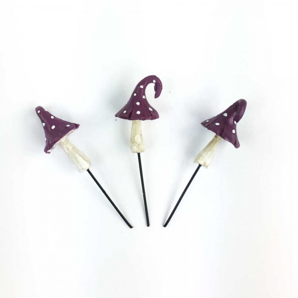 Mini Curl Top Mushroom Picks, Purple 3pcs (Fiddlehead)