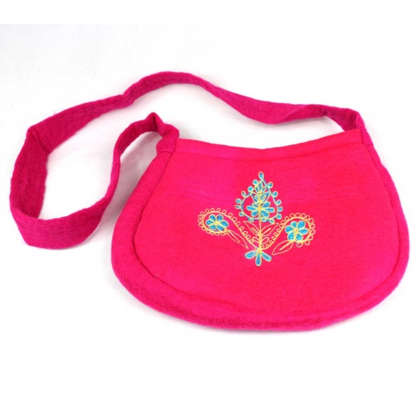 Embroidered Pink Felt Bag (Fairfelt)